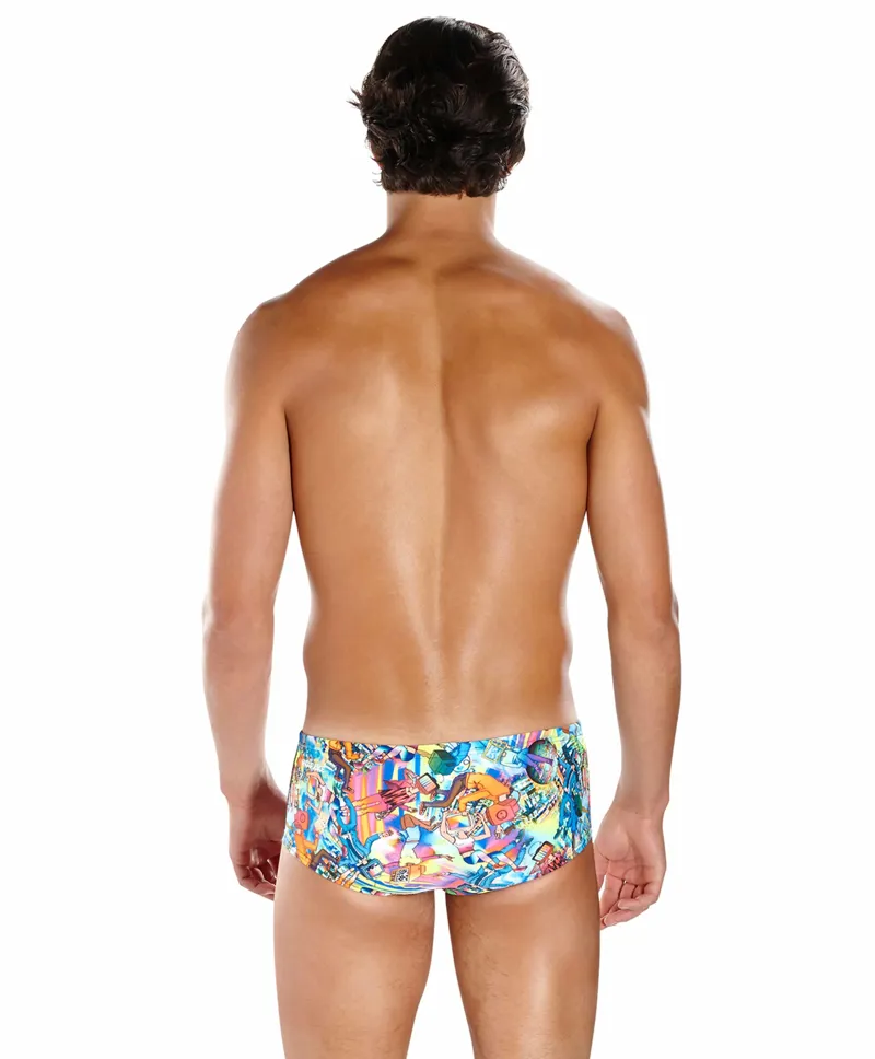 Speedo Men's Allover 14cm Brief Pink/Green-2